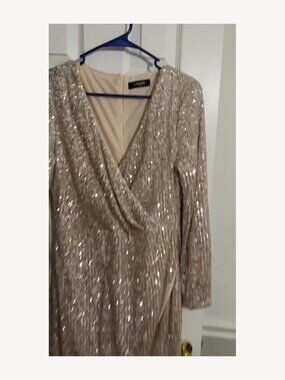 ChicMe Champagne Sequin Wrap Mini Dress XL